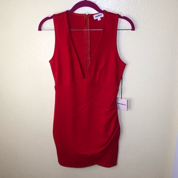Revolve Superdown Skye V-Neck Mini Dress in Red Size S - Picture 3 of 9